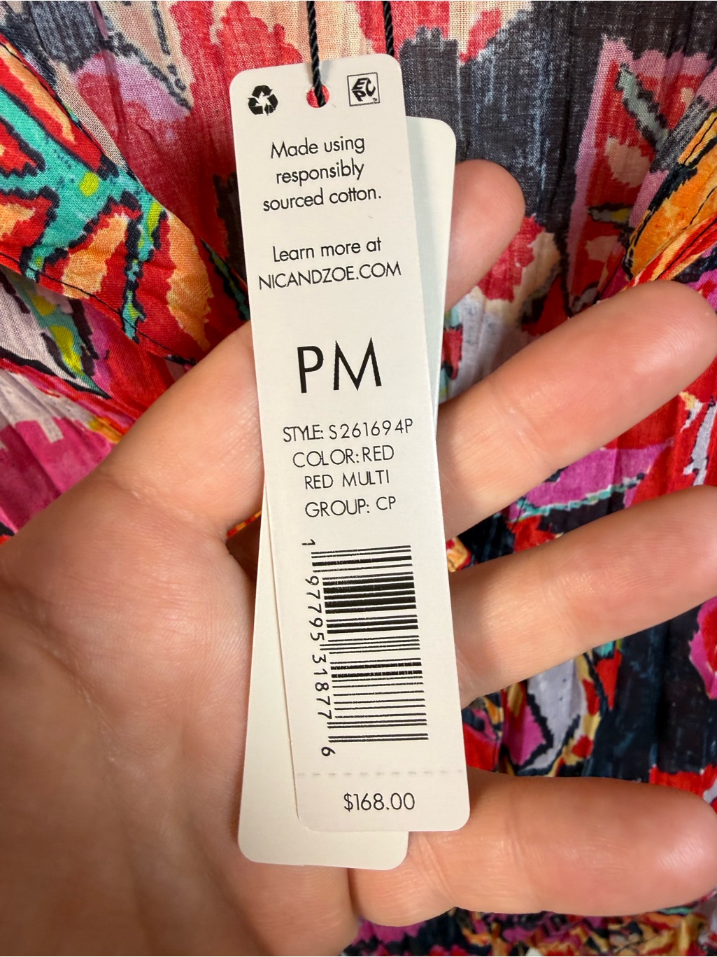 Nic+Zoe Kauai Garden Cotton Crinkle Top Nwt — image 6 of 8